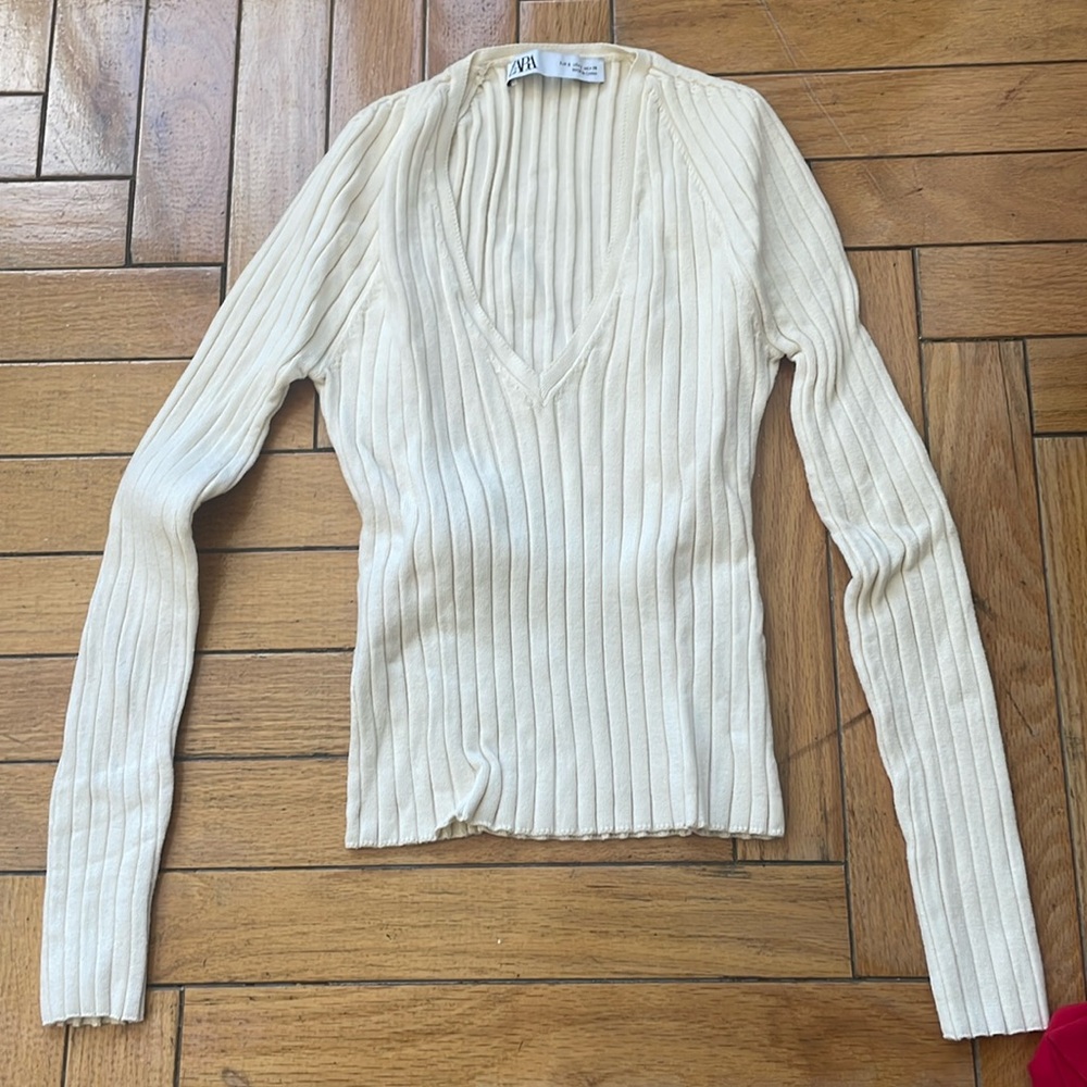 Zara cream knit top